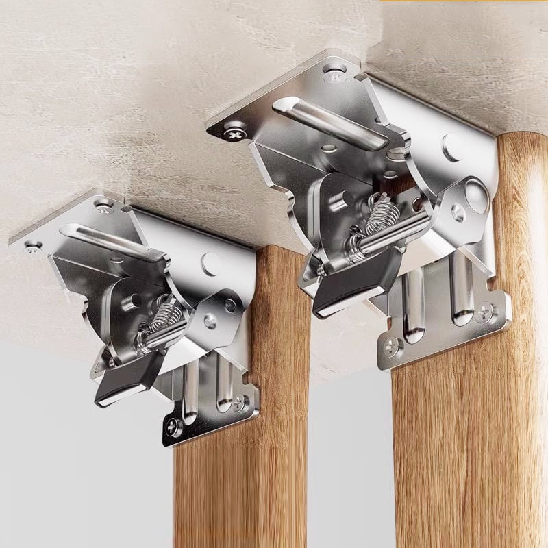 Heavy-duty folding brackets with 90° locking - space-saving steel hinges
