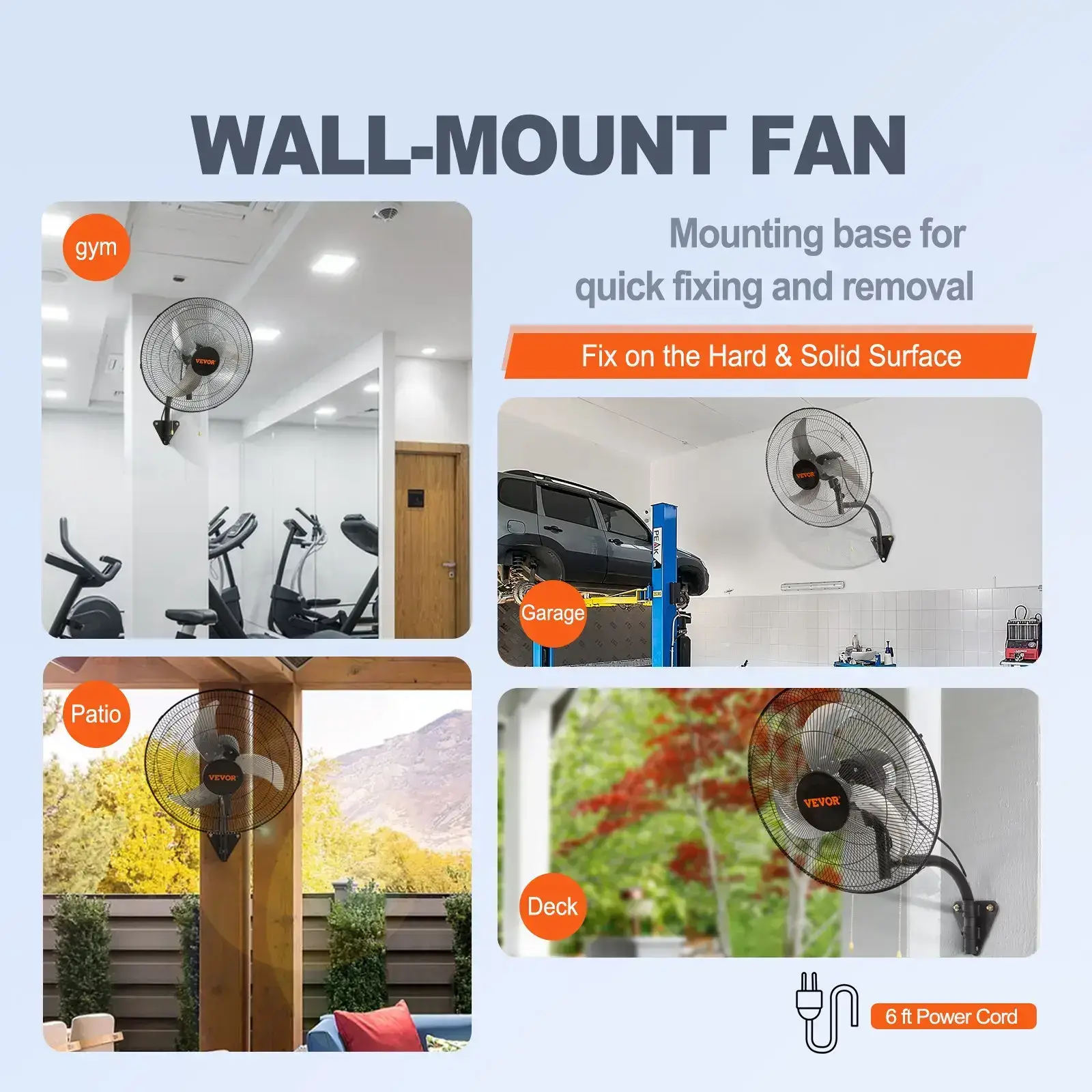 20 Inch Oscillating Wall Mount Fan - High Velocity, 4650 CFM