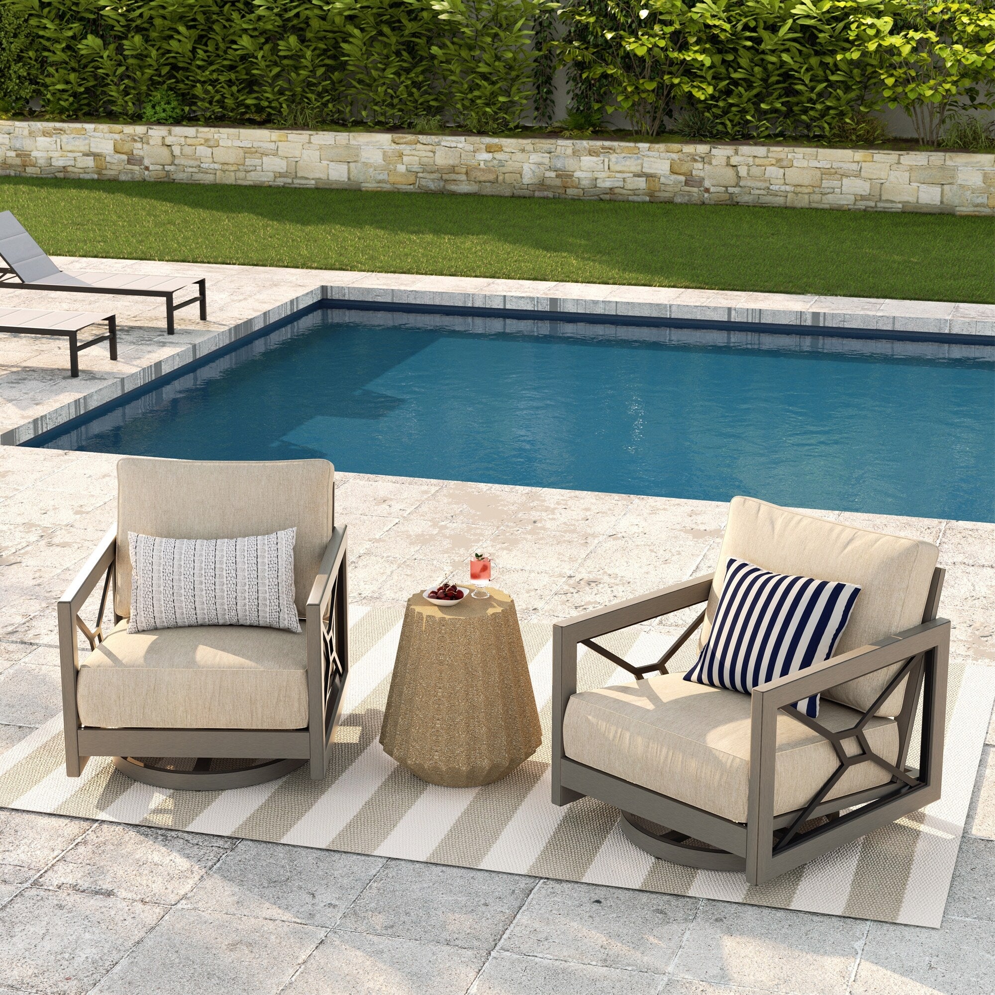 Outdoor Club Swivel Chair with Sunbrella Cushion