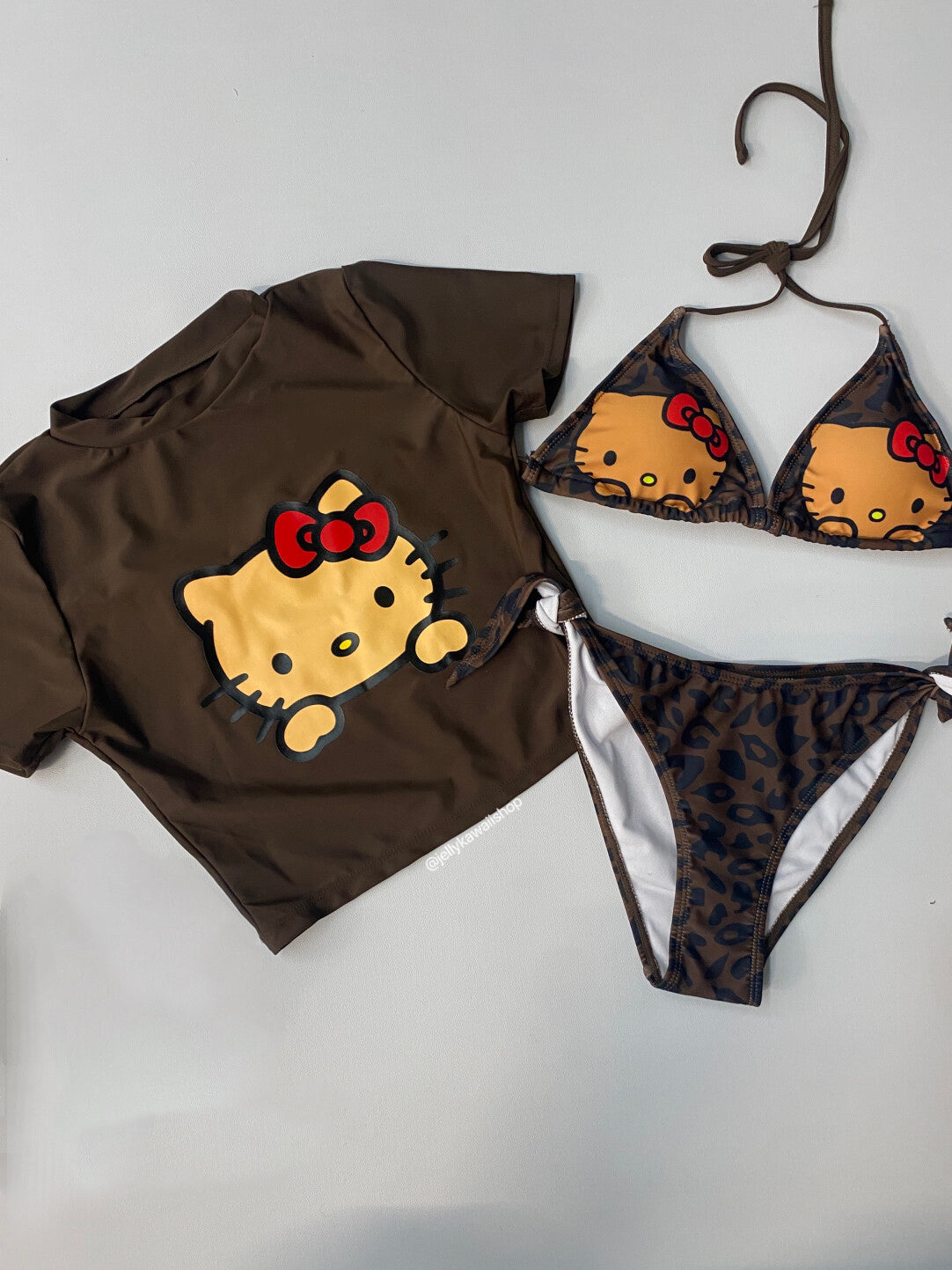 Hellokitty 3 Piece Swimsuit Halter String Bikini