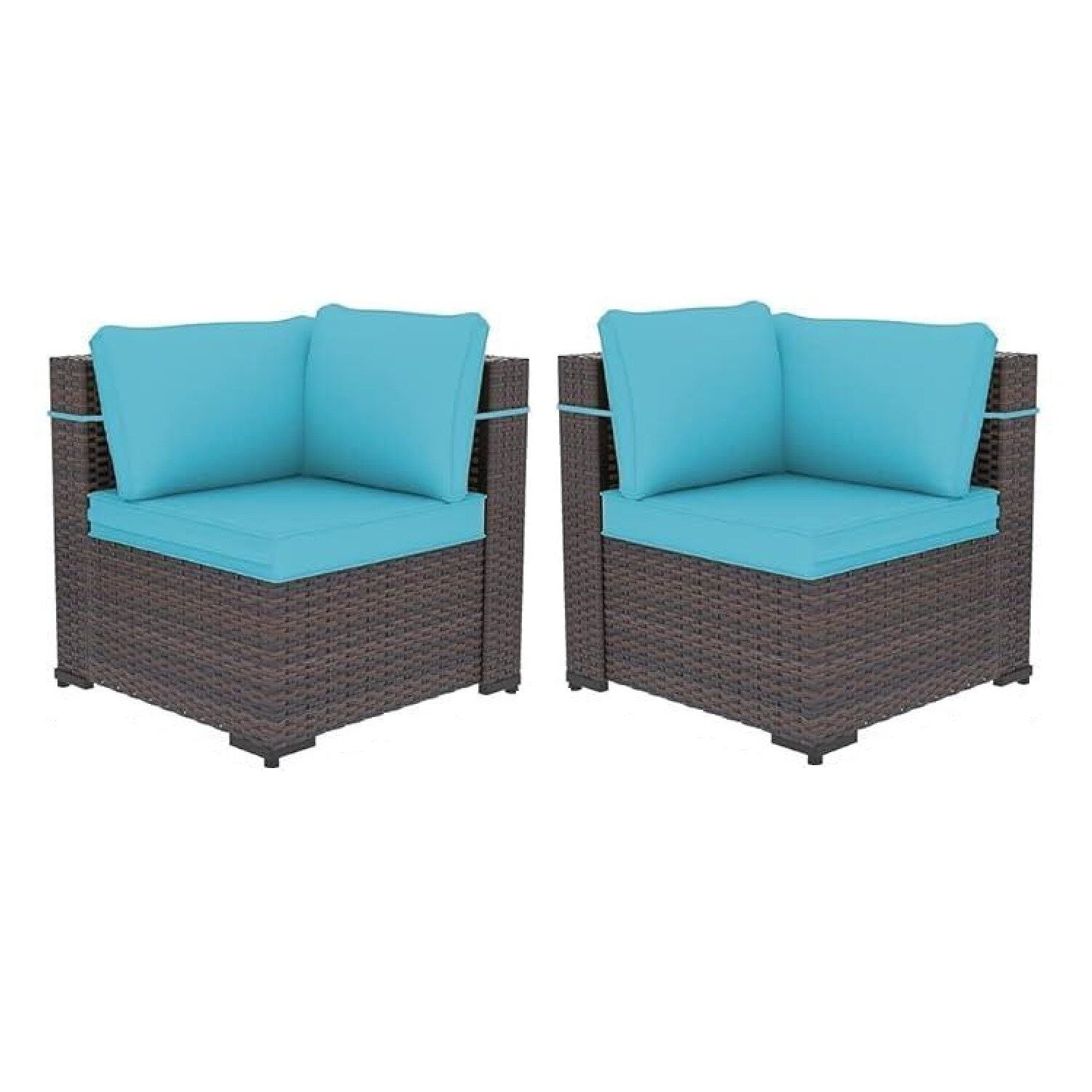 Outdoor Rattan Sectional Sofa Set, Patio Furniture Conversation Set with Fire Pit Table
