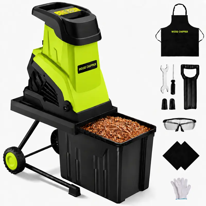 Electric Wood Chipper Shredder, 15-Amp Portable Yard Mulcher
