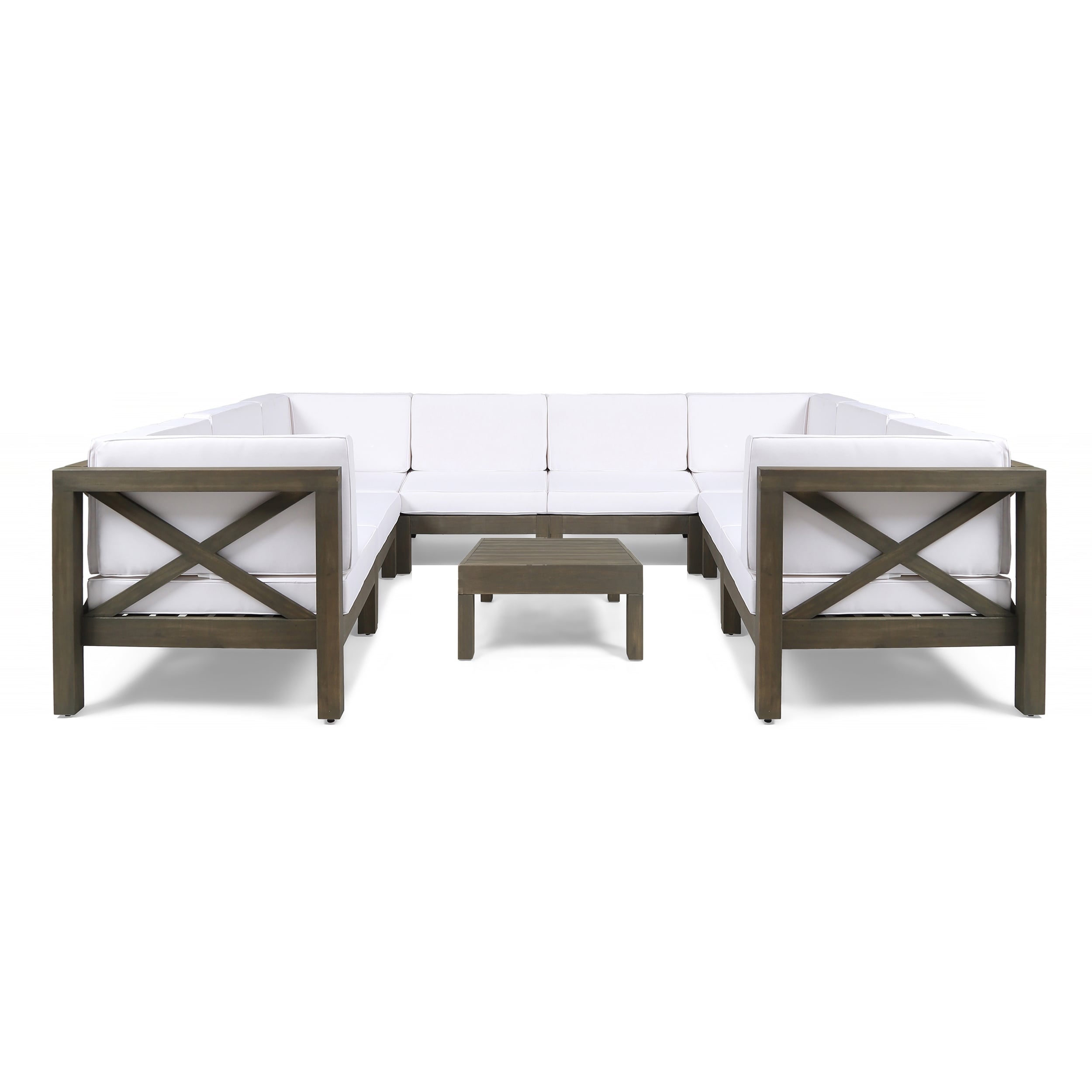 Brava Acacia Wood Outdoor Sectional Sofa by Christopher Knight Home