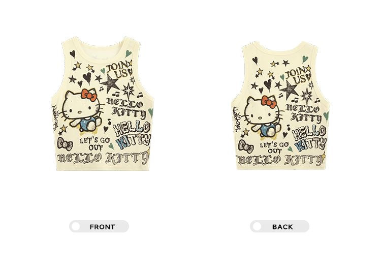 Hellokitty Women’s  Sleeveless Racer Back Tank Tops Halter Neck Crop Tops
