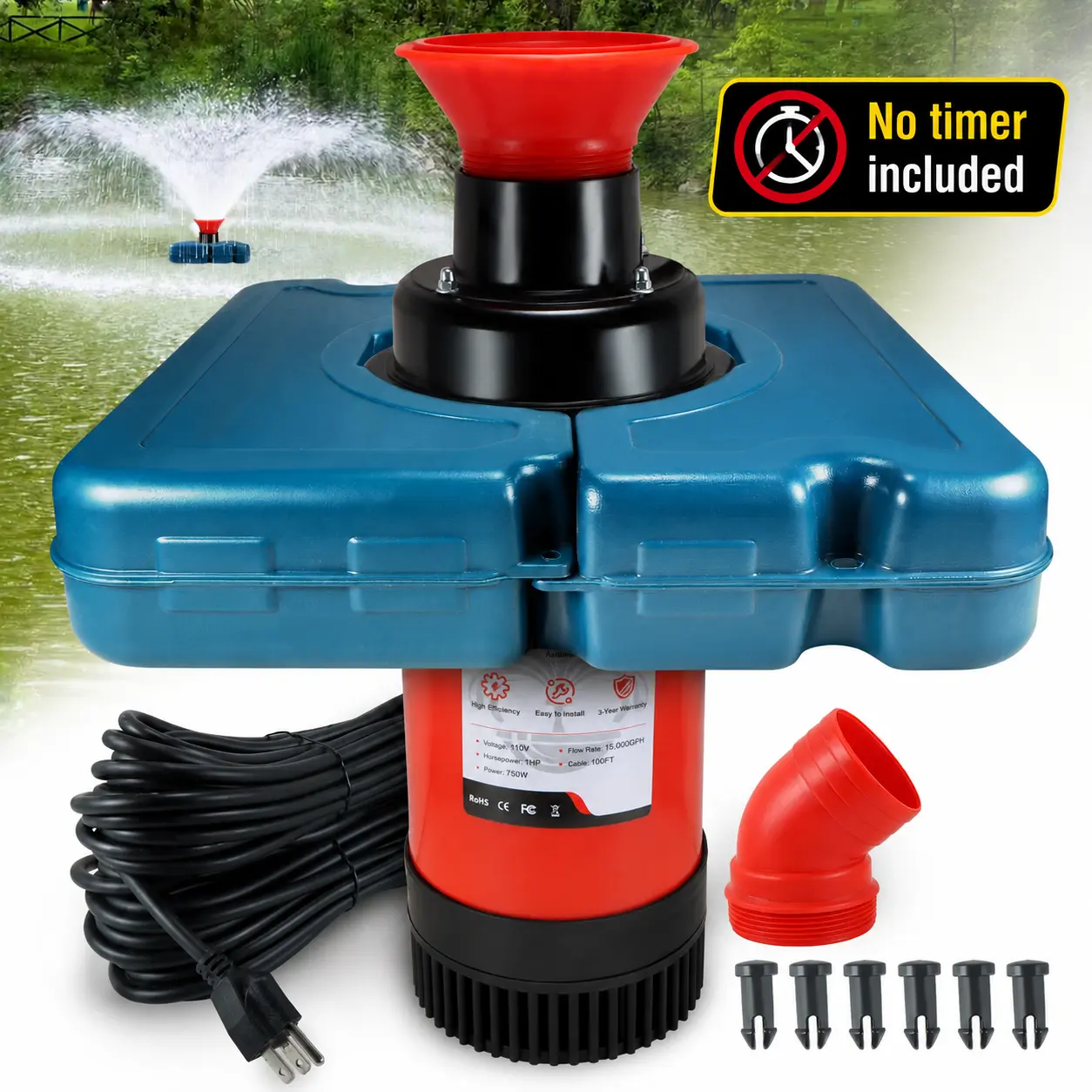 Pond Fountain Aerator F1 1HP Outdoor Water Fountain Pump