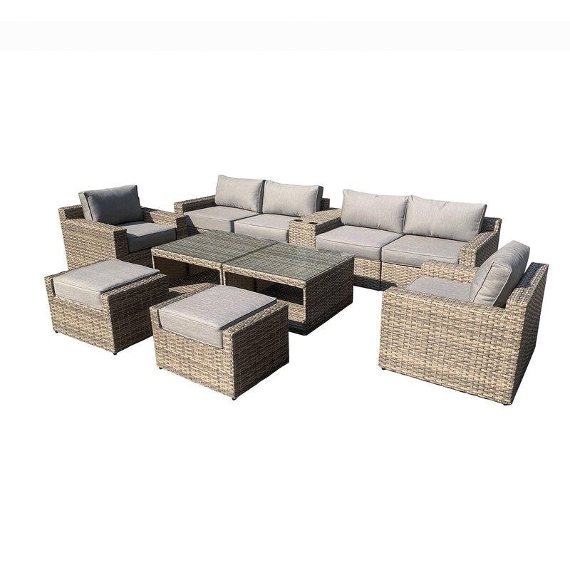 Alhambra Wicker/Rattan 8 - Person Seating Group with Cushions