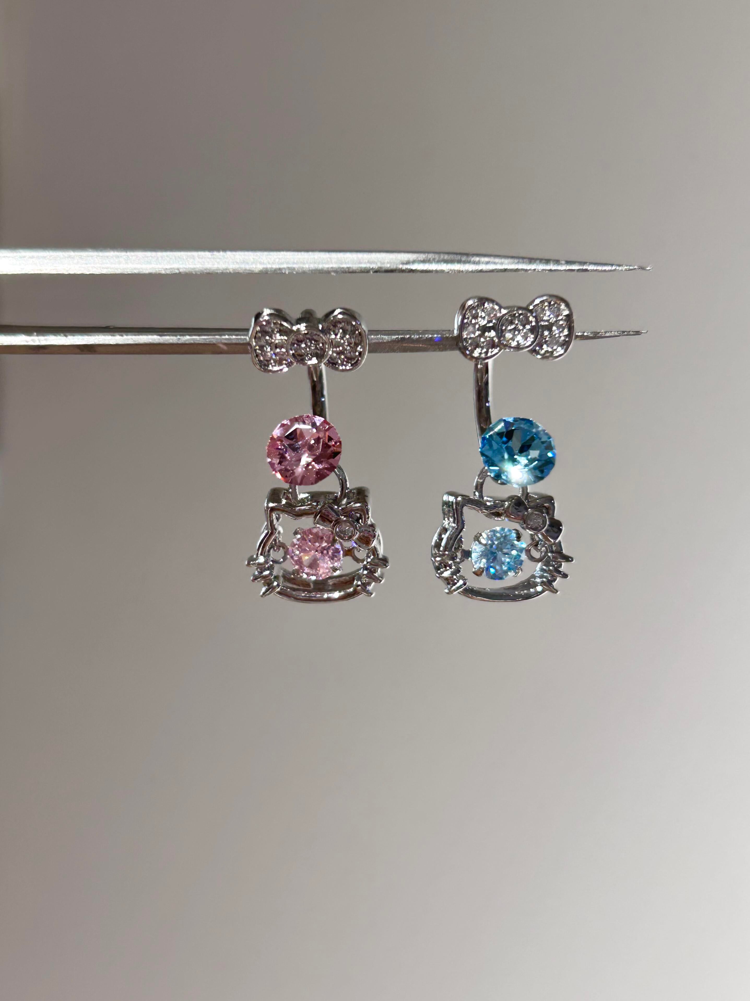 Hellokitty Pendant Pink bow Cute Rhinestone Earring