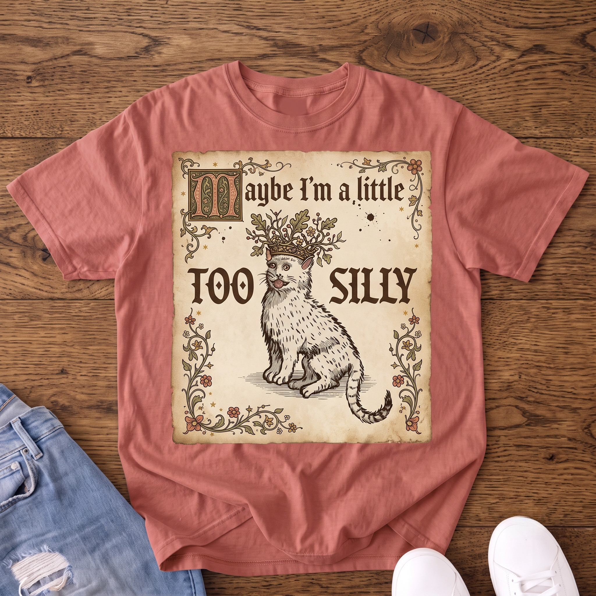 Maybe I'm a Little Too Silly Medieval Cat VintageT-shirt
