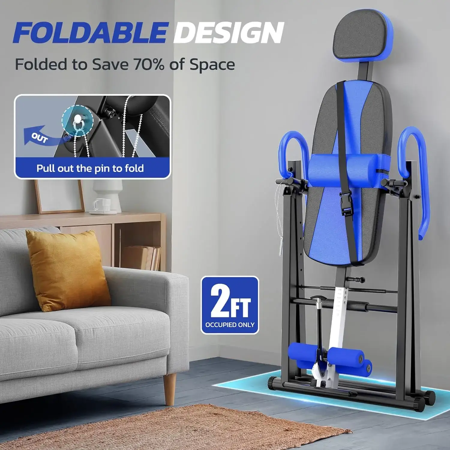 Heavy Duty Gravity Inversion Table | Adjustable Safety Belt & Headrest for Back Pain Relief Home Therapy