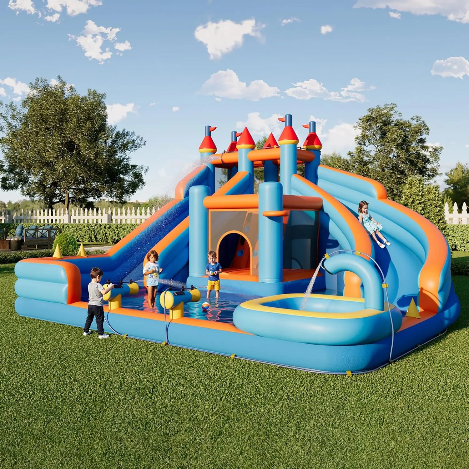 ⚡ Last Chance Sale⚡Inflatable Trampoline, Portable Home Pool Play Area