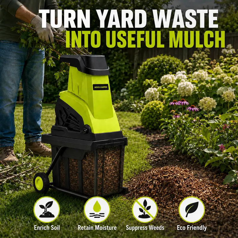 Electric Wood Chipper Shredder, 15-Amp Portable Yard Mulcher