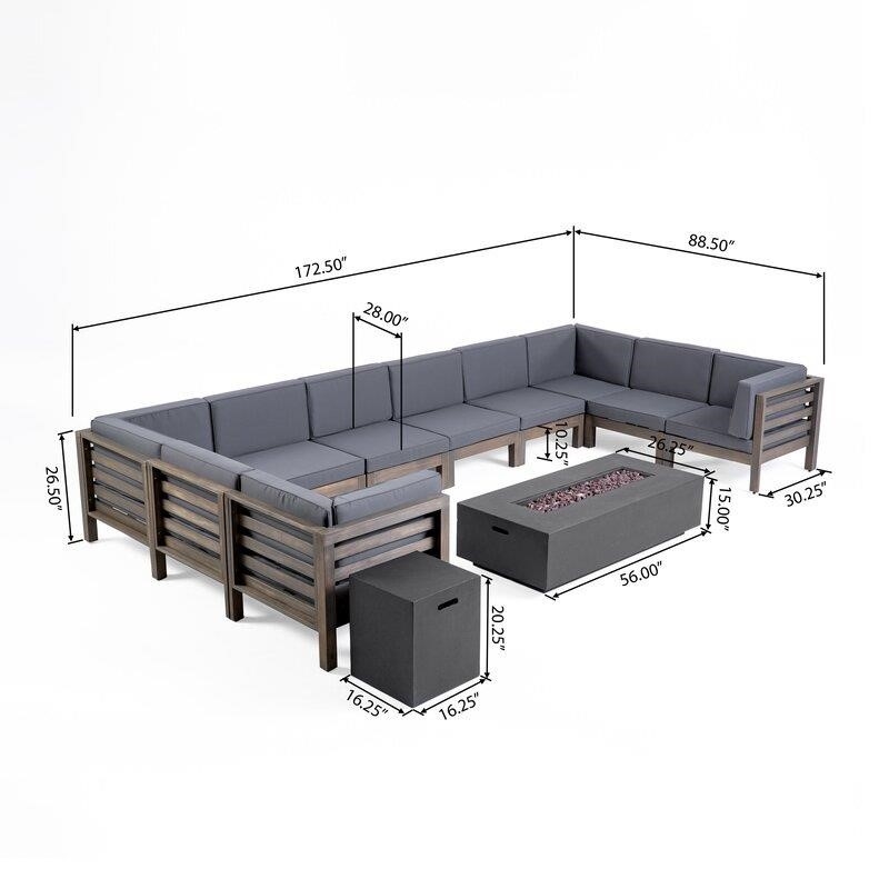 Patson Solid Wood 8 - Person Seating Group with Cushions