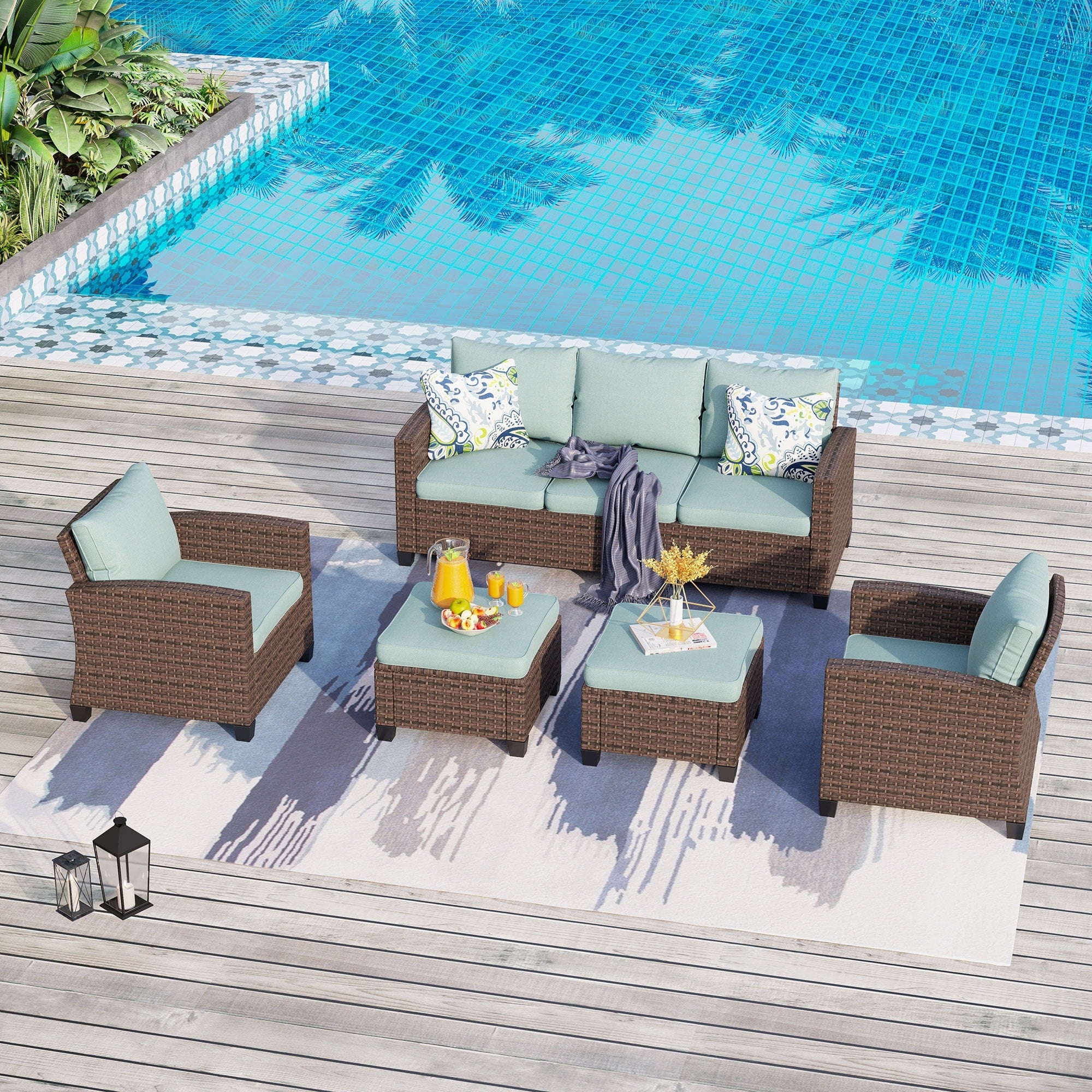 5/9-Seat Patio Furniture Wicker Rattan Outdoor Deep Seating Sectional Sofa Large Conversation Set