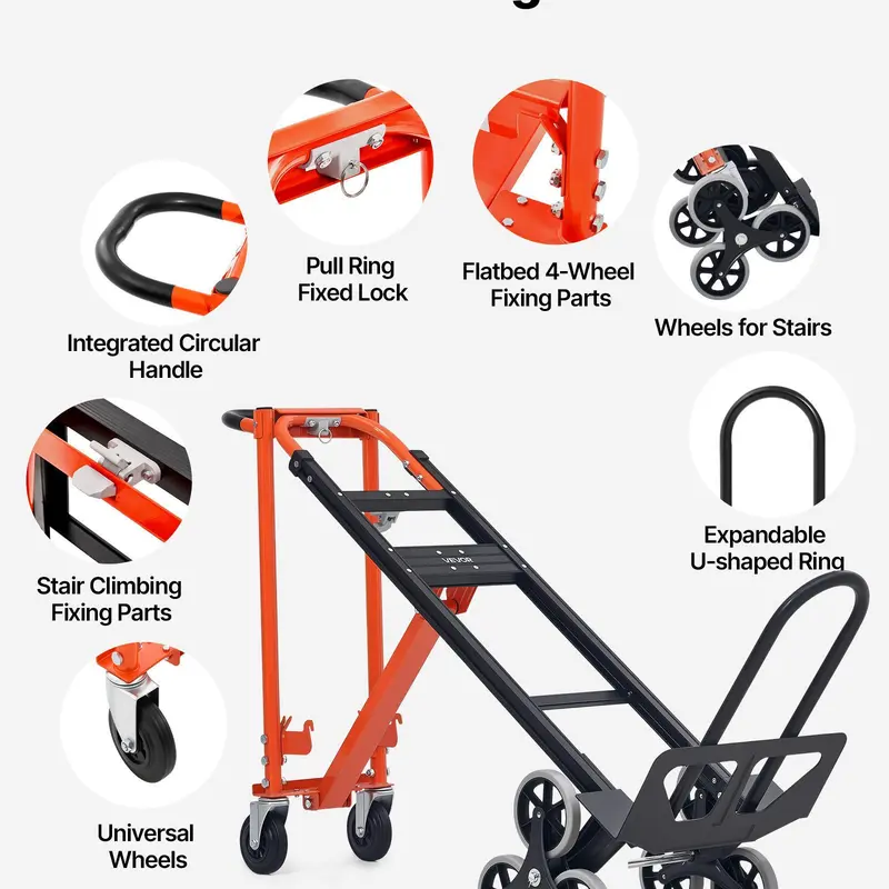 3 In 1 Industrial Stair Climbing Cart, 770 lbs