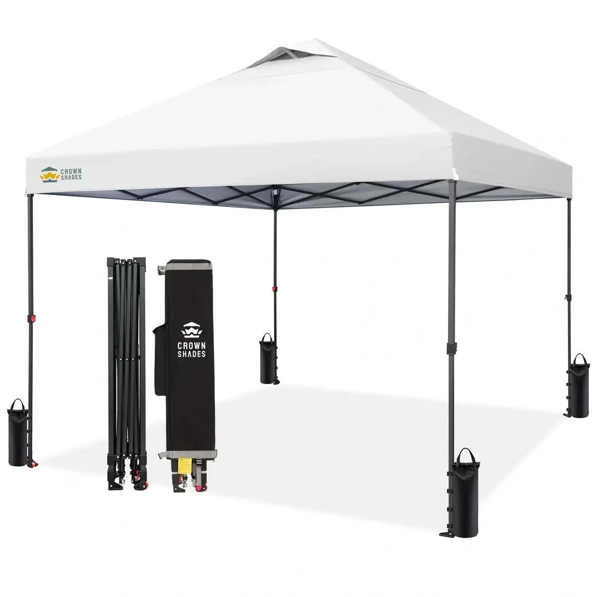 10x10 Pop Up Canopy - Patented Center Lock One Push Instant Outdoor Canopy Beach Tent with STO-N-Go Bag 8 Stakes & 4 Sand Bags