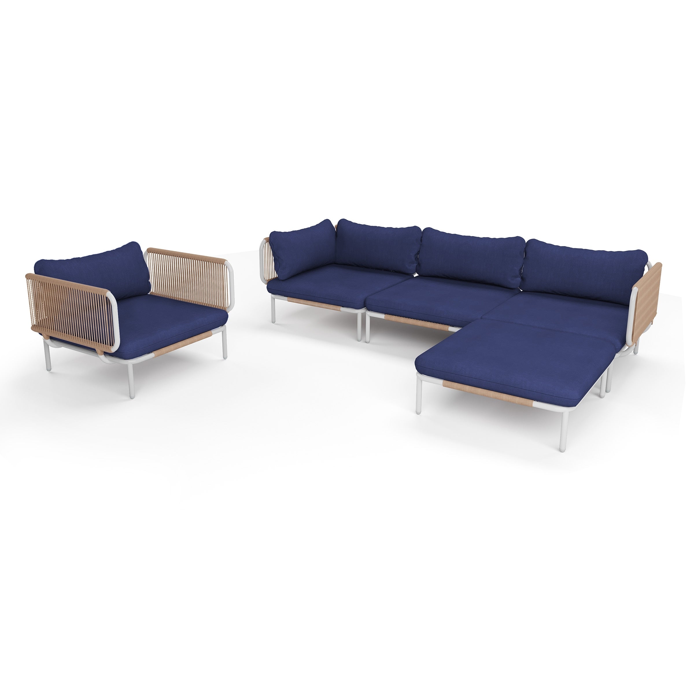 Outdoor Cushioned Sectional Sofa Chat Set Patio Furniture Conversation Set, Free Combination