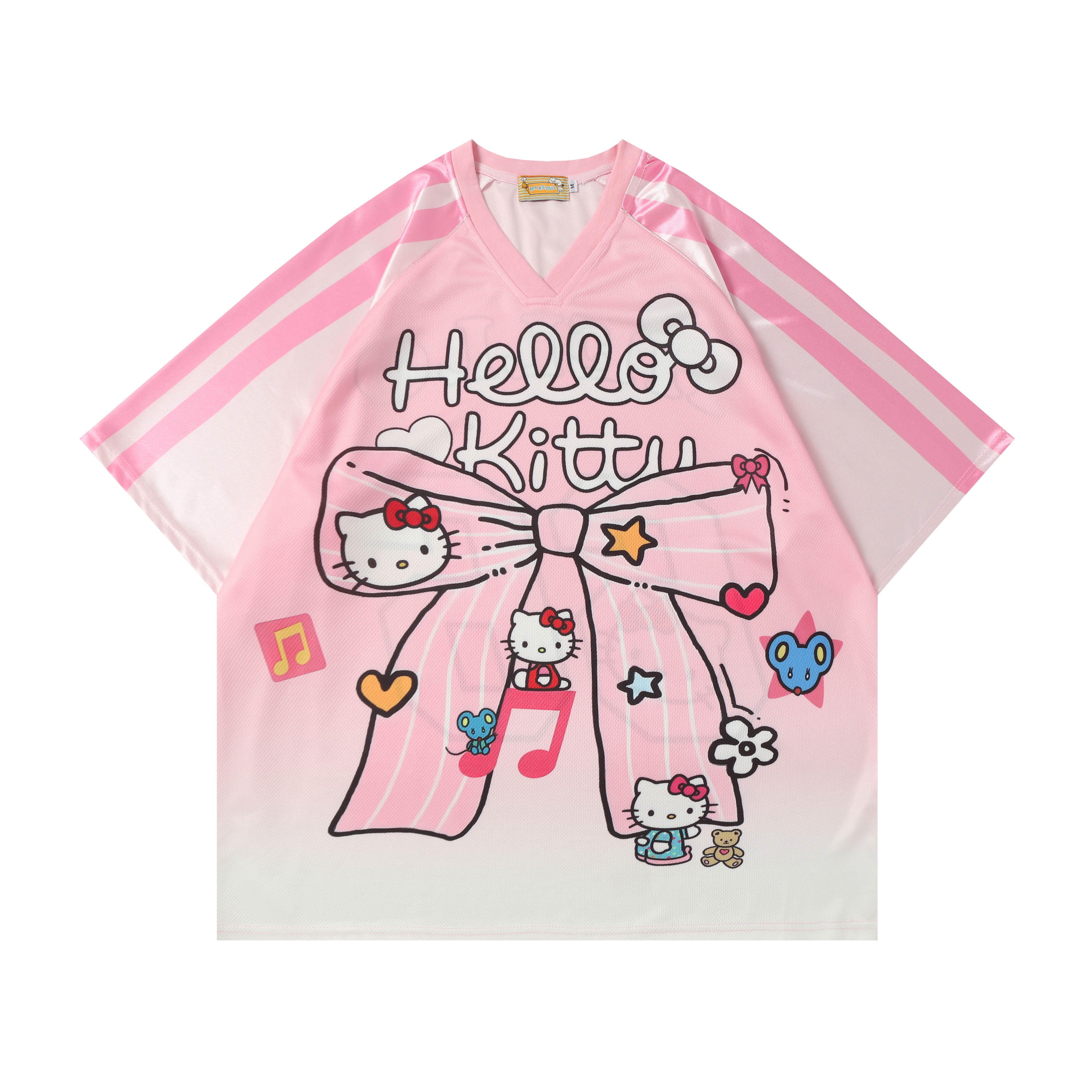 Hellokitty Cute Baseball Jersey Shirts Sports Uniform Summer Loose Short Sleeve Tops T-Shirts