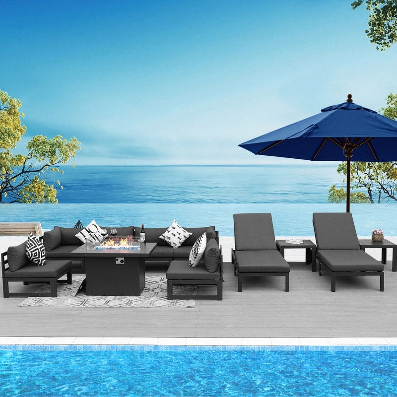 FINCATI Aluminum Outdoor Patio Furniture Conversation Sectional Sofa Set