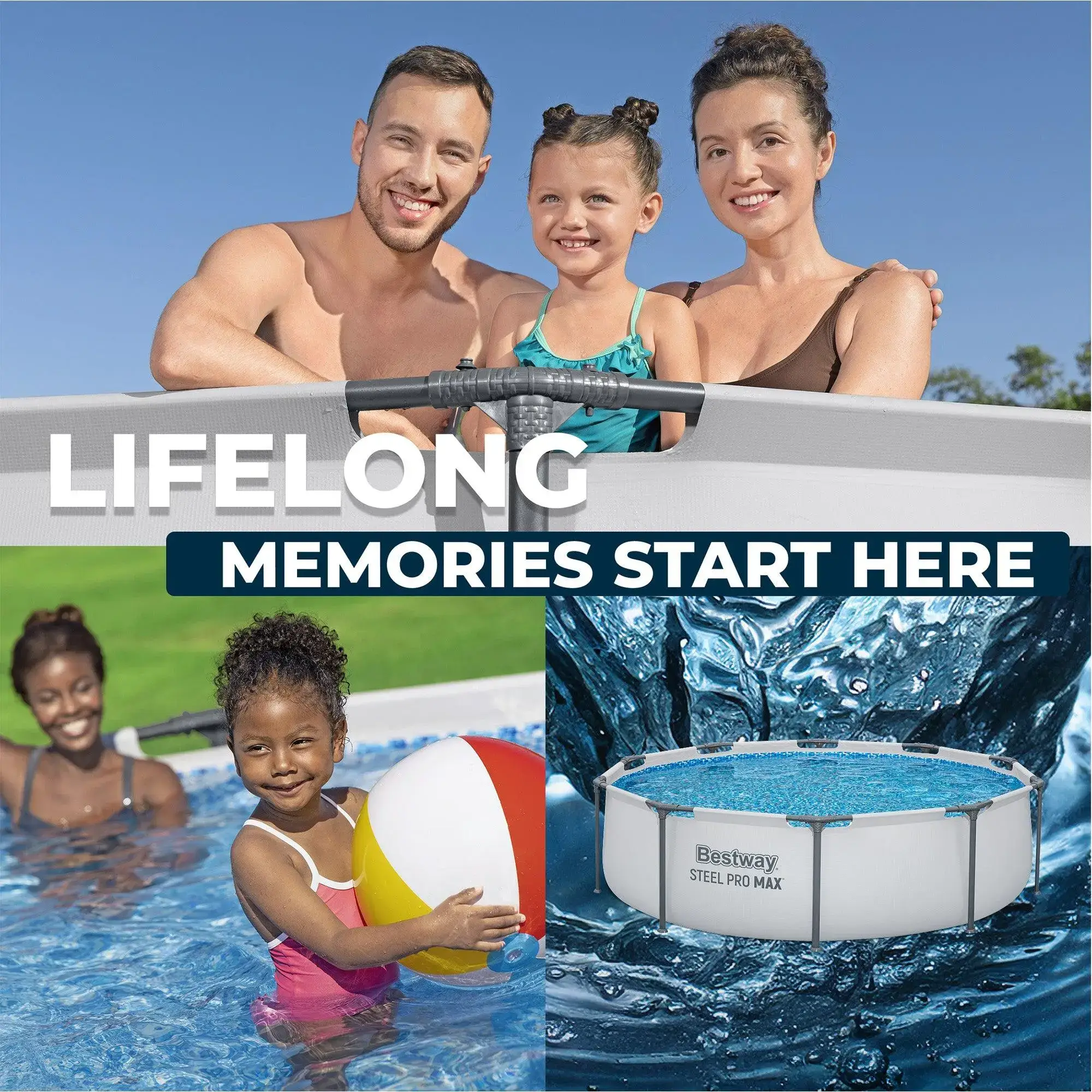 10ft Round Above Ground Outdoor Swimming Pool with Filter Pump