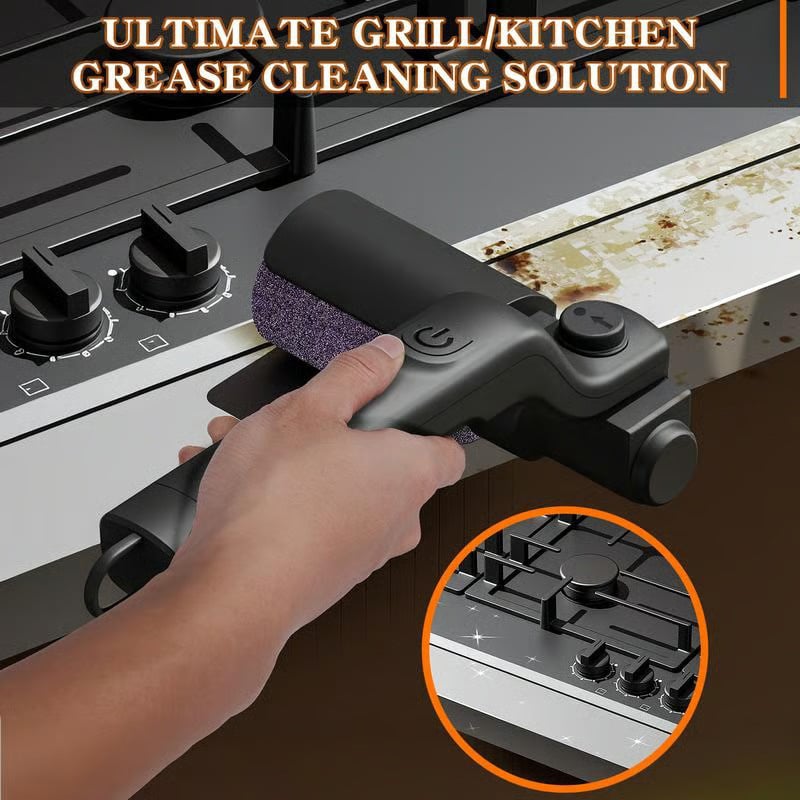 (Free shipping) 🔥Electric grill brush, cordless and rechargeable, stainless steel brush, two cleaning brushes, adjustable angle