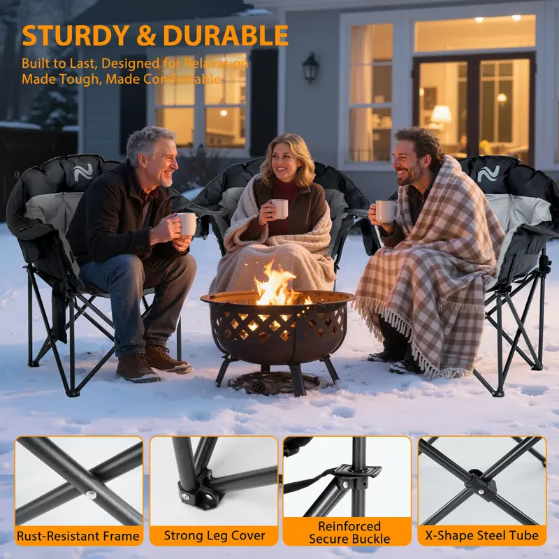 🔥Last Chance Sale🔥Heated Armrest Camping Chair with 3 Heat Levels, Oxford Fabric, Supports 400 lbs