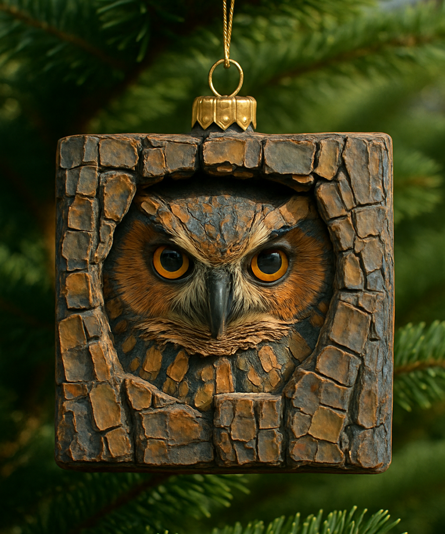 Rustic Owl Christmas Ornament
