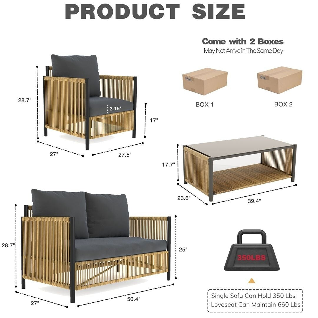 6 PCS Outdoor Patio Furniture Set PE Wicker Sofa Set