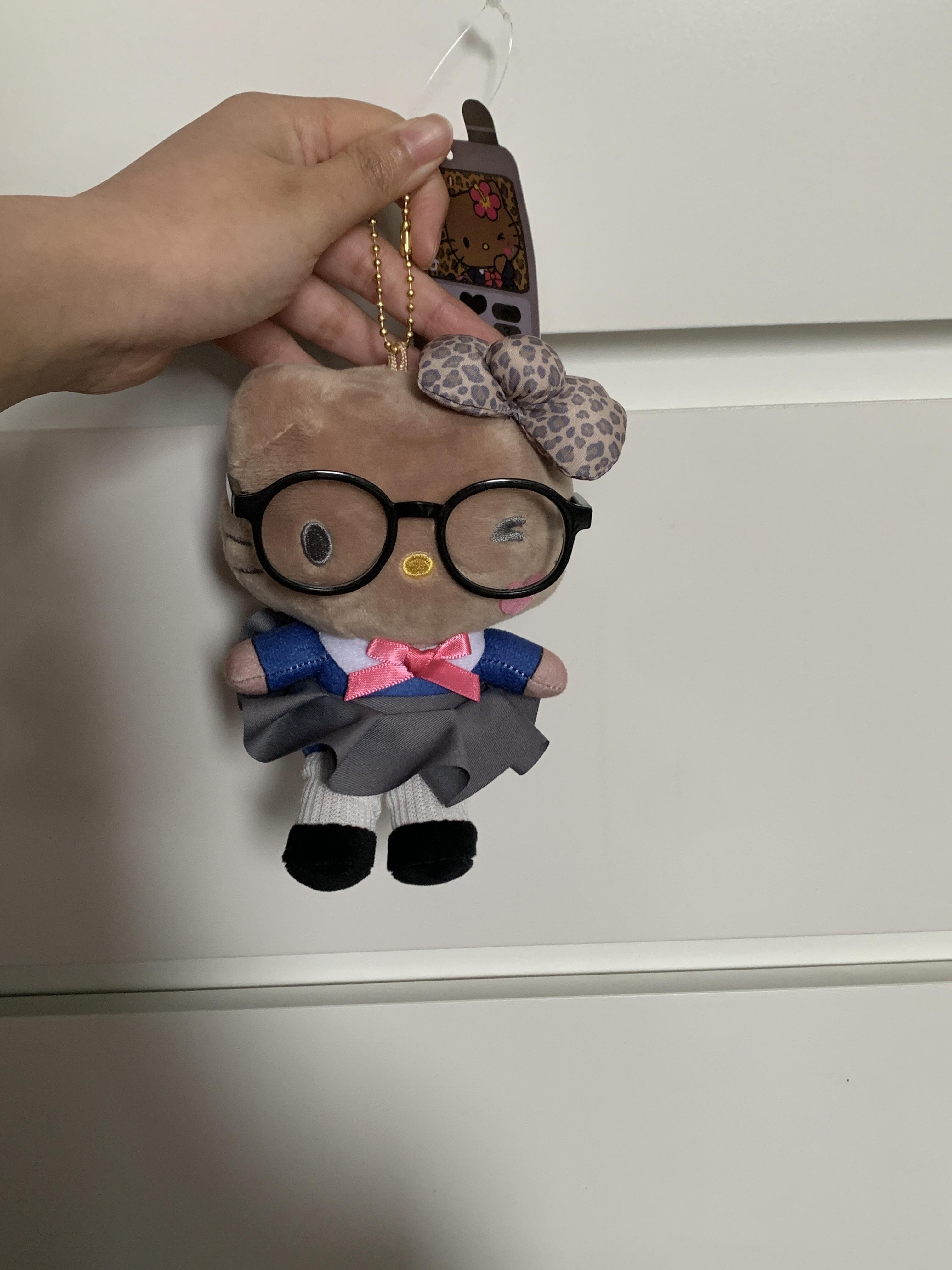 Hellokitty Pink Eyeglasses Plush Keychain