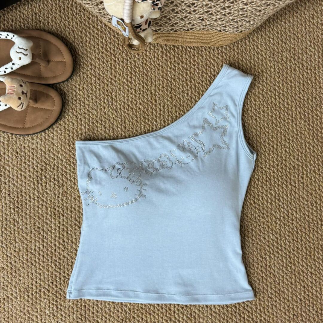 Hellokitty One Shoulder Tank Tops