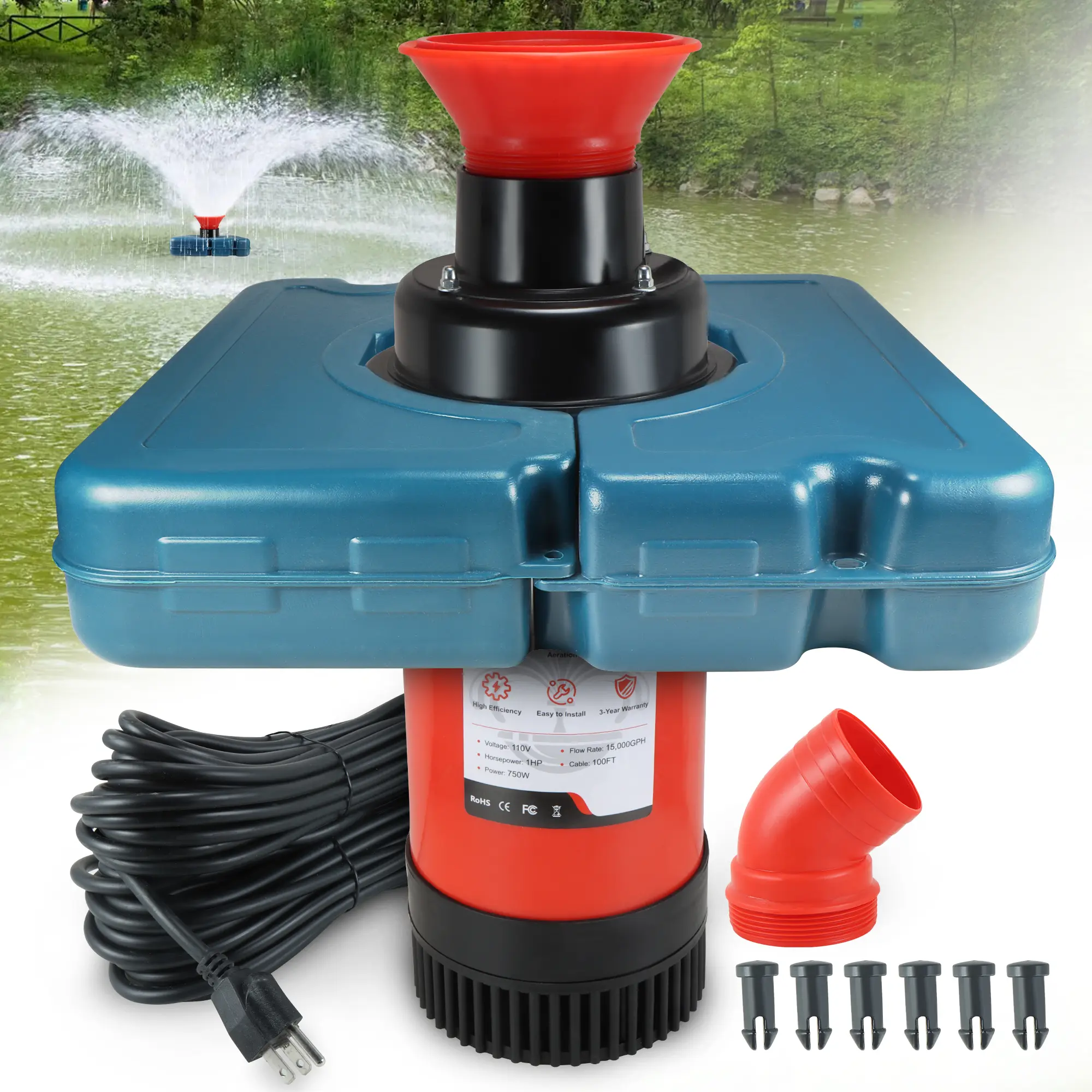 Pond Fountain Aerator F1 1HP Outdoor Water Fountain Pump