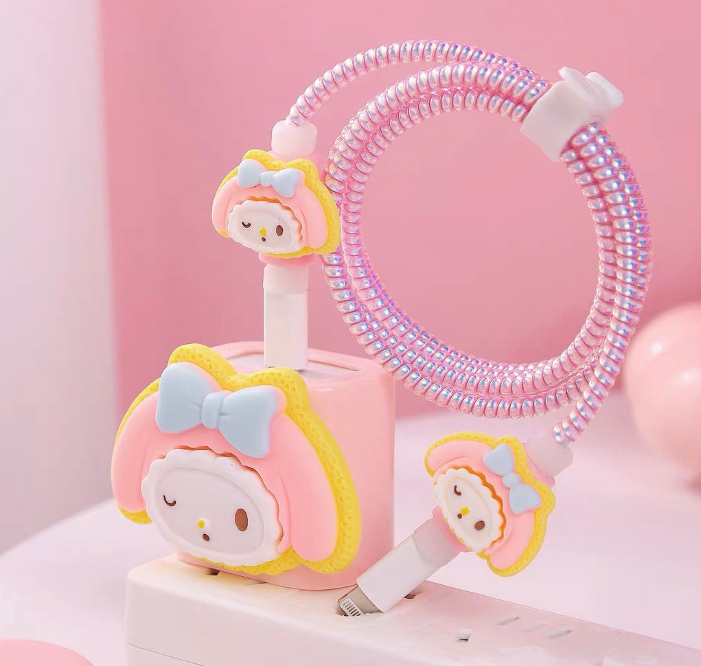 Sanrio Charger Protector Case for Apple 20W USB-C Power Adapter and Lightning Cable