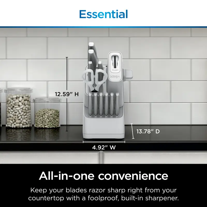 🔪 Special Offer — 12-Piece Stainless Steel Kitchen Knife Set with Built-In Sharpener & White Storage Block ✨