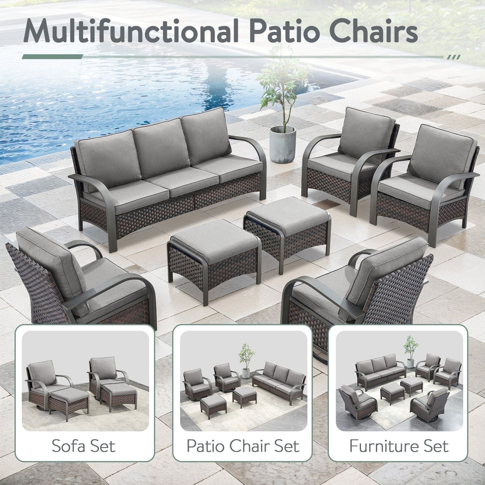 Outdoor Patio Chair with Fire Pit Table Set
