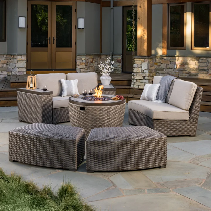7-piece Fire Modular Outdoor Patio Sectional Set