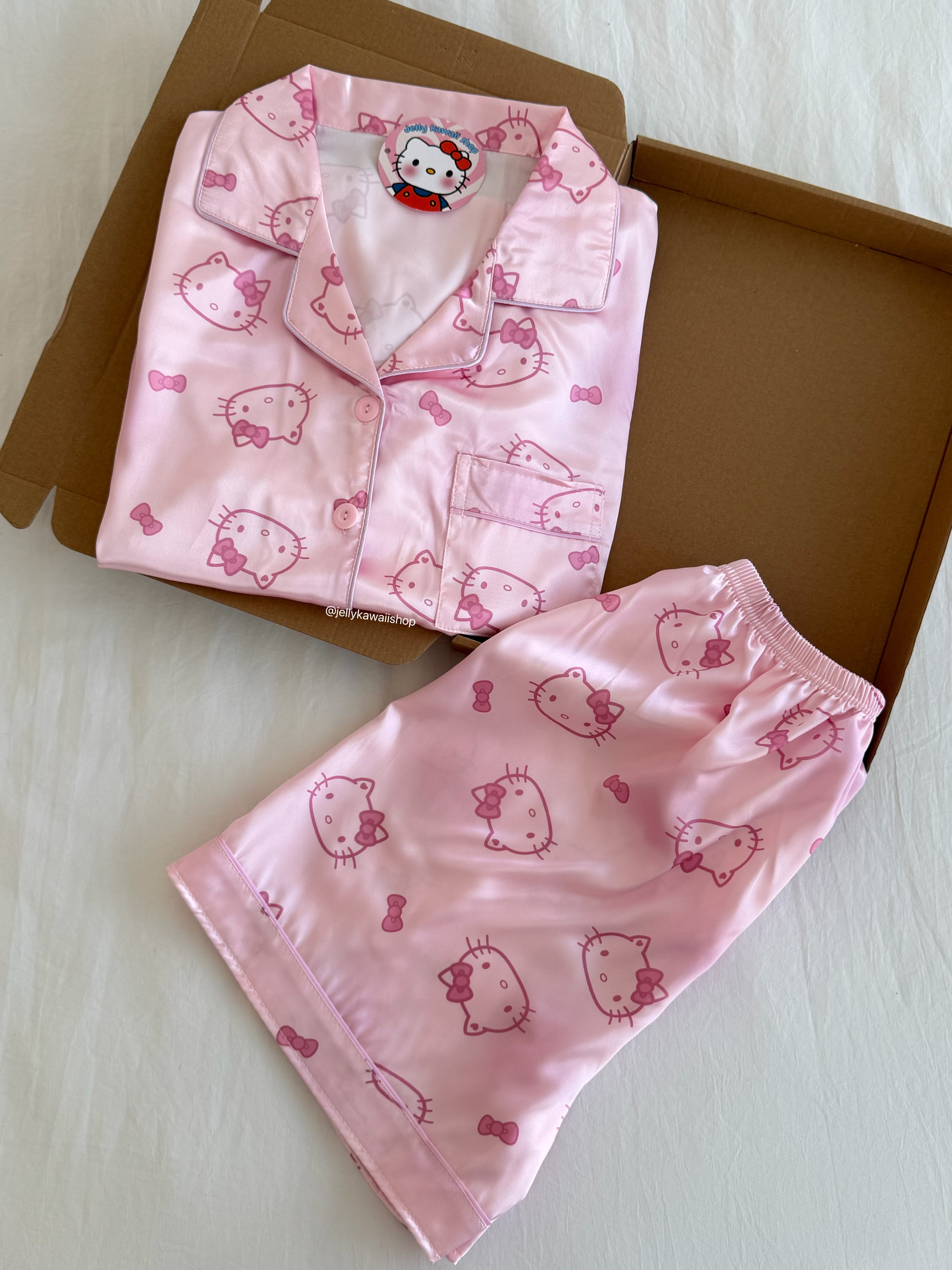 Hello Kitty Pink Satin Pajama Set