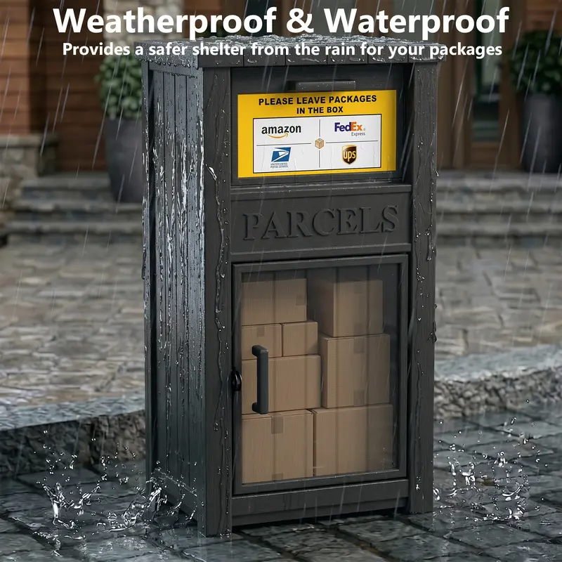 Package Delivery Box for Outside, Lockable Waterproof Anti-Theft Resin Parcel Drop Box