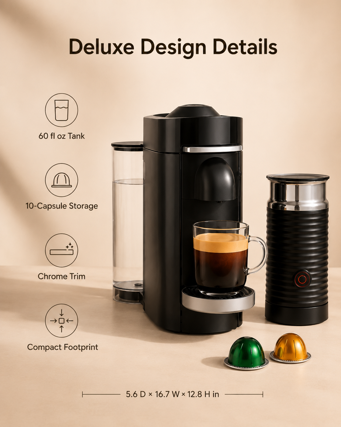 ✨ Deluxe Coffee & Espresso Maker with Milk Frother – Titanium Finish, 110V