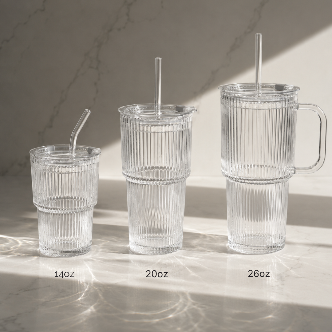 ✨ Elegant Striped Glass Cup Set
