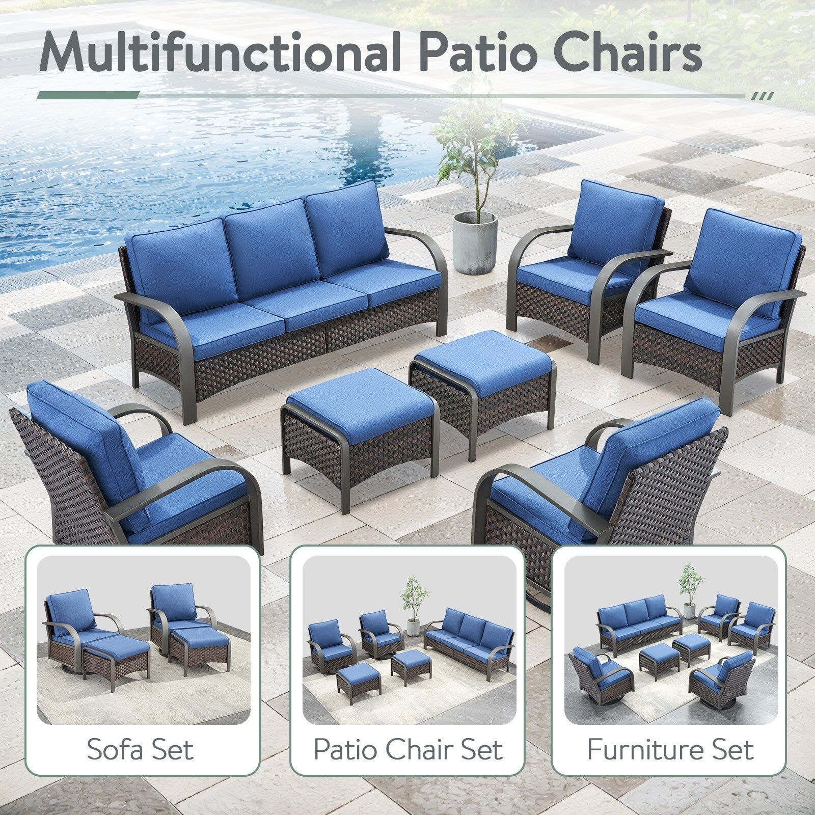 Outdoor Patio Chair with Fire Pit Table Set