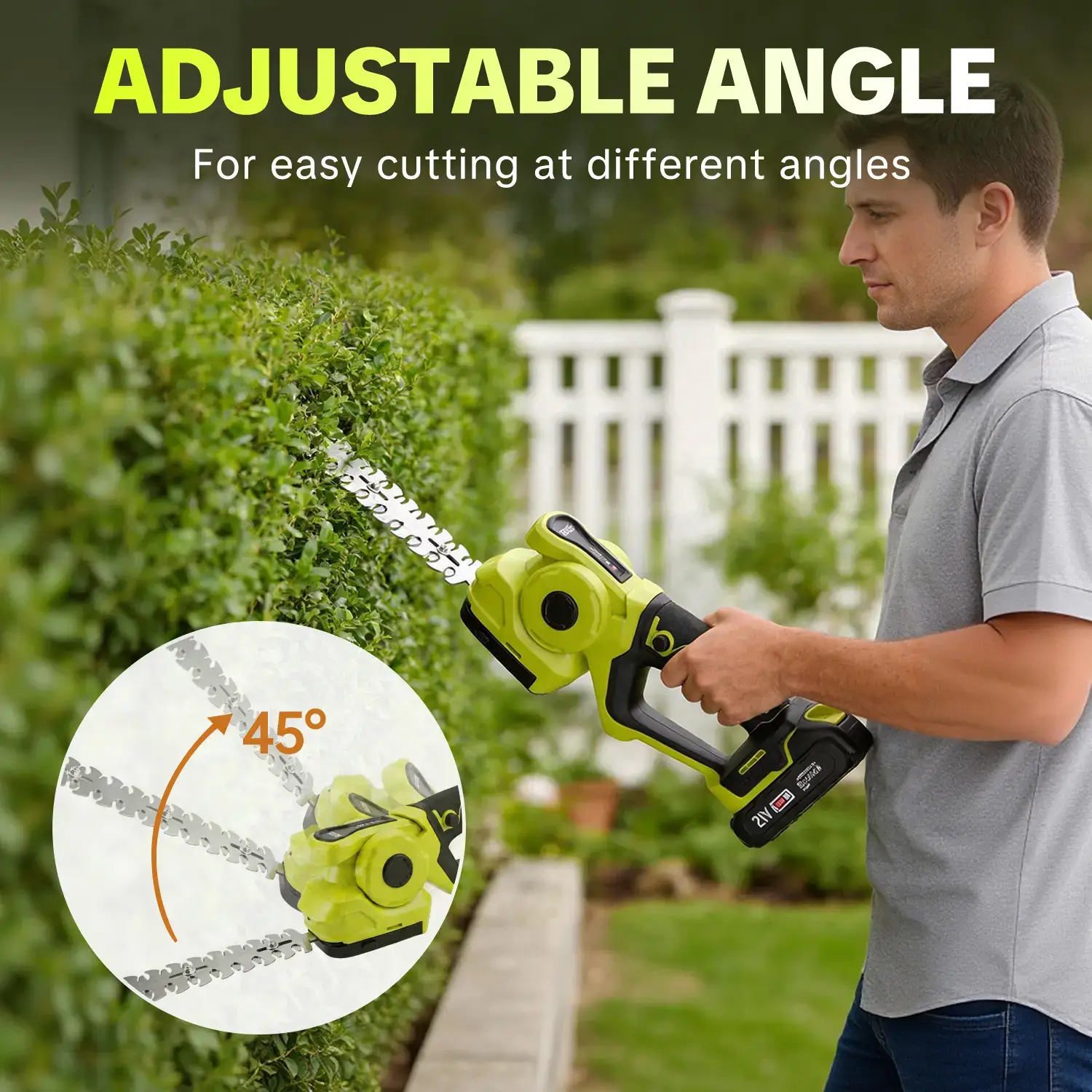 Cordless 2-in-1 Grass Shear & Shrub Trimmer, Handheld Electric Hedge Trimmer, 2*21V Batteries,Lightweight for Lawn Hedge Garden Yard Maintenance