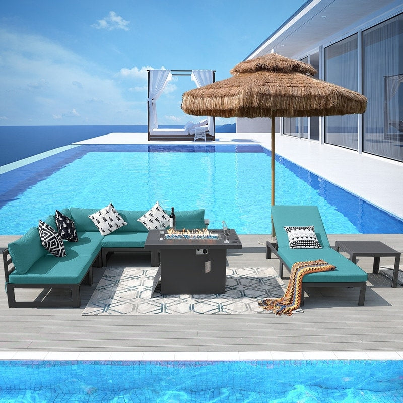 FINCATI Aluminum Outdoor Patio Furniture Conversation Sectional Sofa Set
