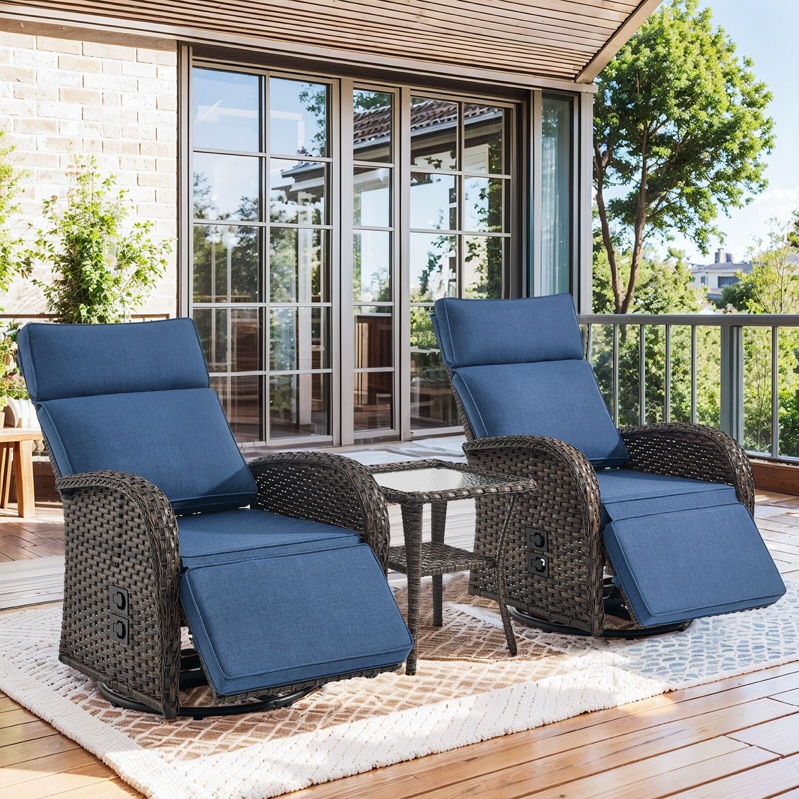 Pocassy Reclining Patio Chair with Adjustable Backrest