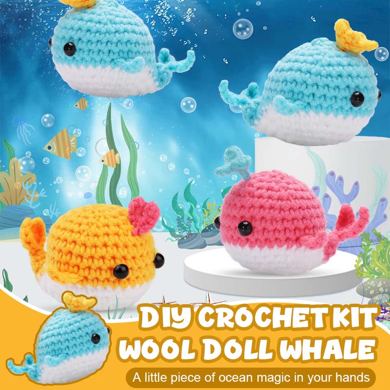 DIY crochet kit: wool doll whale