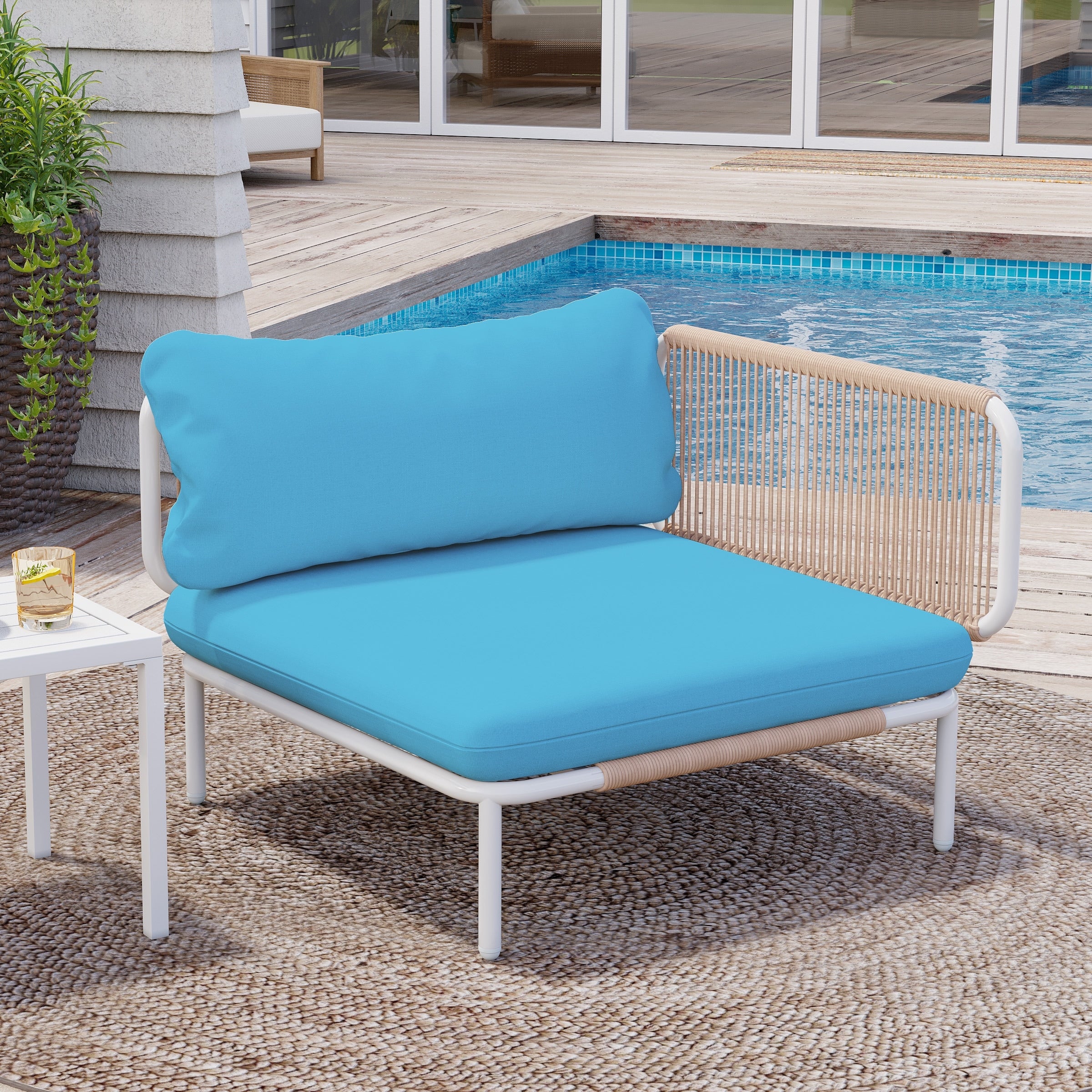 Outdoor Cushioned Sectional Sofa Chat Set Patio Furniture Conversation Set, Free Combination