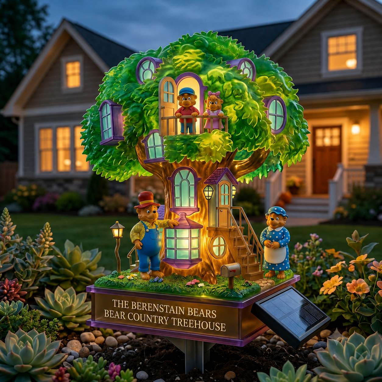 The Berenstain Bears Bear Country Treehouse Solar Garden Night Light
