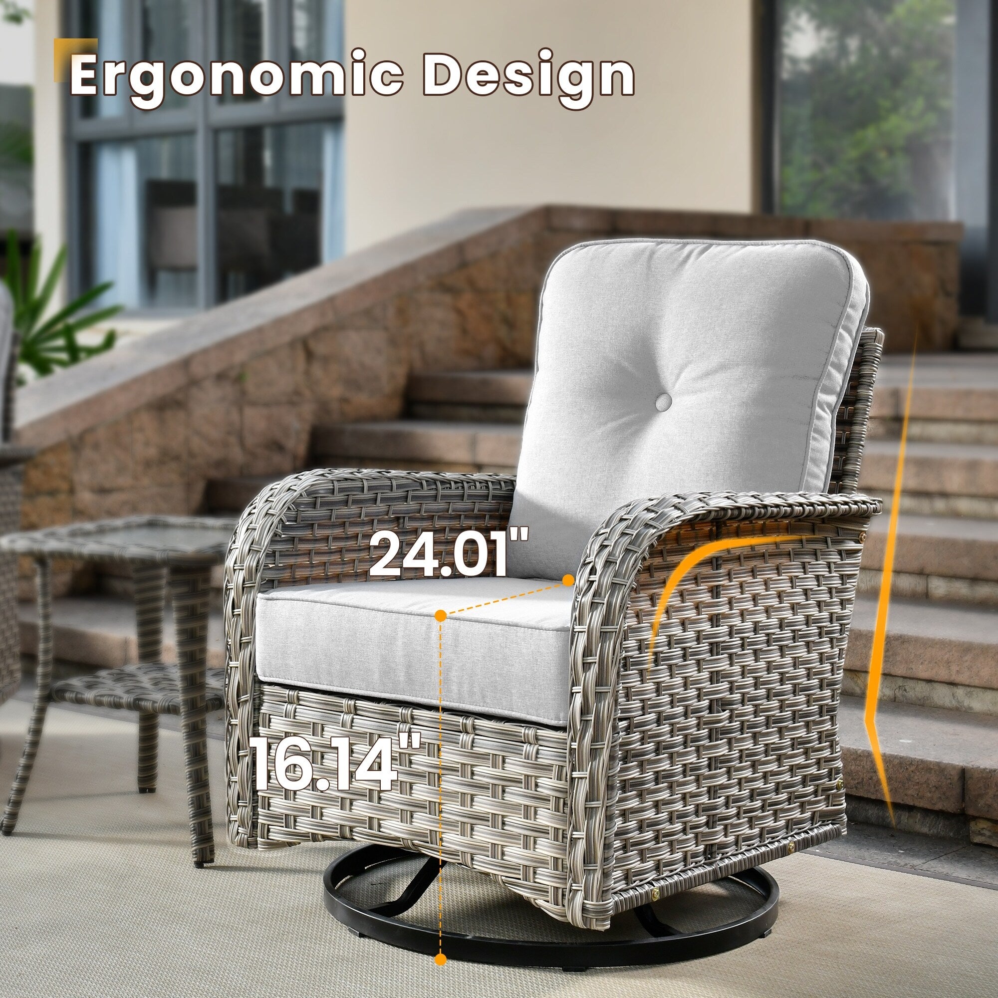 XIZZI 10-piece Patio Furniture Wicker Sectional Set with Swivel Chair