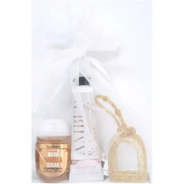 Amber & Argon Hand Cream, Vanilla Sugar PocketBac, Gold Holder