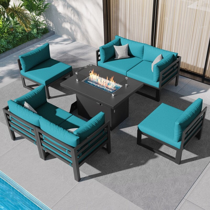 FINCATI Aluminum Outdoor Patio Furniture Conversation Sectional Sofa Set