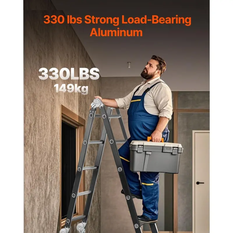 7-in-1 Folding Ladder, 19ft, 330 lbs