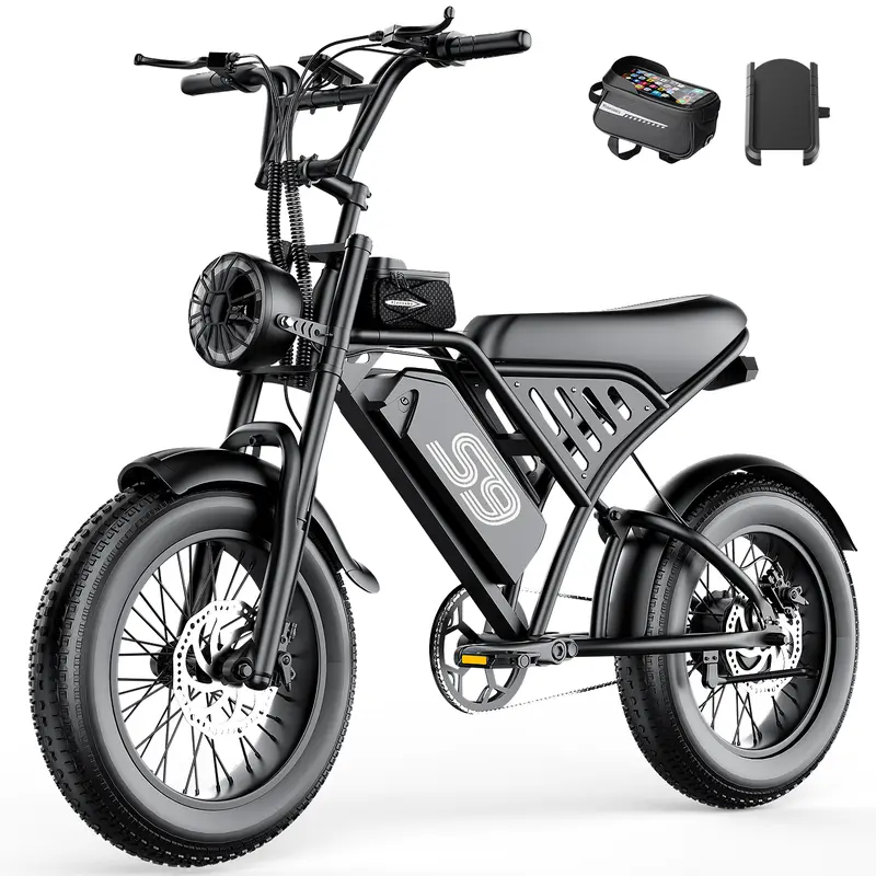 🔥Last Chance Sale🔥Electric Bike for Adults S9 1500W Peak 20 Fat Tires (Black)